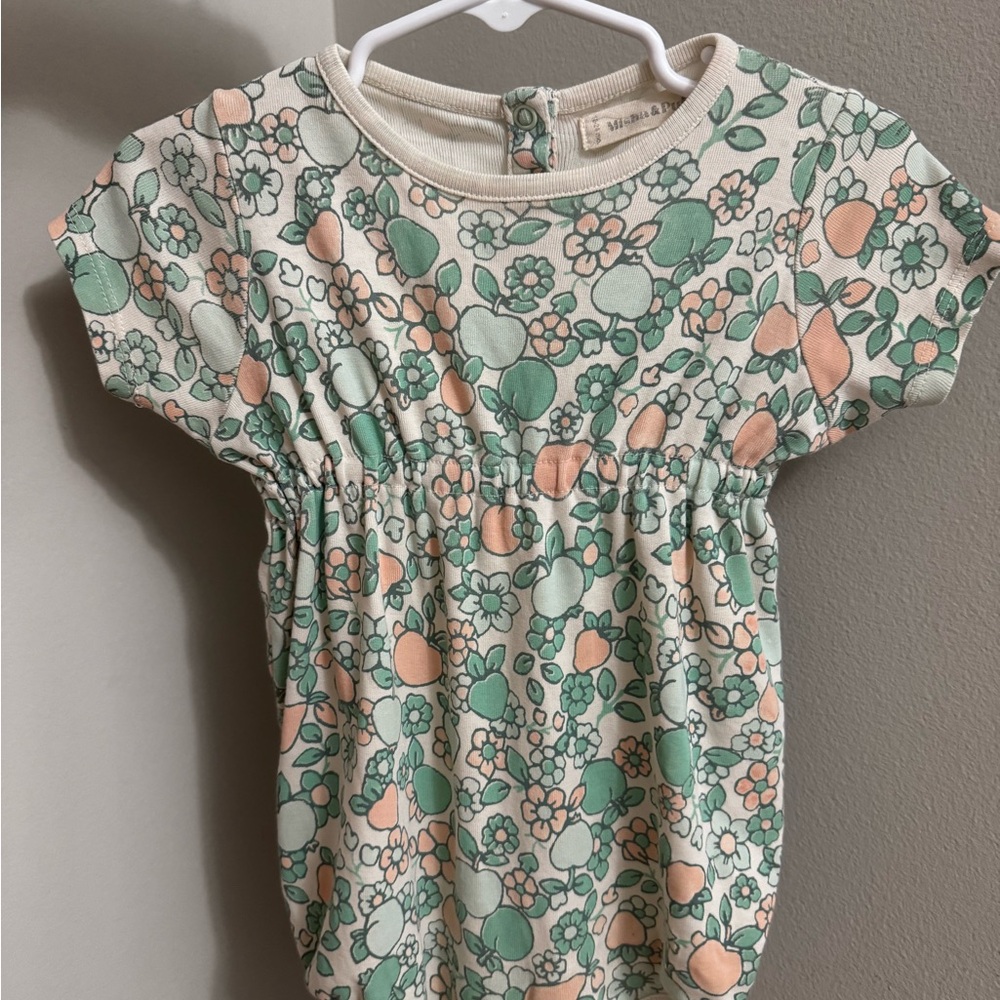 Misha And Puff Floral Bodysuit in Cream and Mint